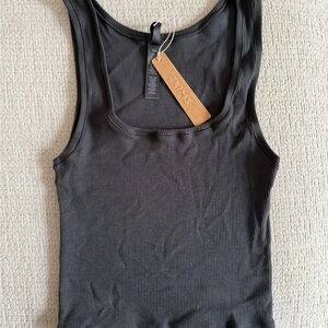 Skims Black Cotton Rib Tank